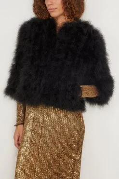 Feathers Jacket In Noir -All Seasons Style yvessalomon FeathersJacketinNoir 2