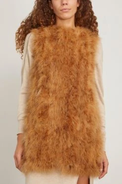 Feathers Vest In Madeleine -All Seasons Style yvessalomon FeathersVestinMadeleine 2