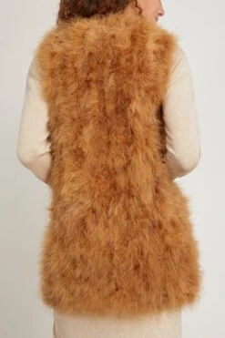 Feathers Vest In Madeleine -All Seasons Style yvessalomon FeathersVestinMadeleine 3