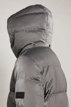 Irise Down Coat With Lamb Trim In Basalte -All Seasons Style yvessalomon IriseDownCoatwithLambTriminBasalte 5