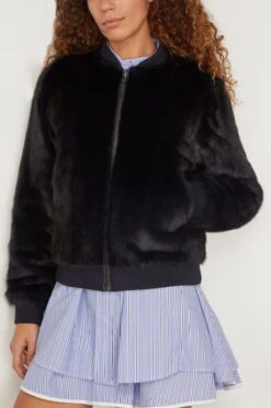 Reversible Technical Jacket With Mink Trim In Dark Blue 9 Reversible Technical Jacket With Mink Trim In Dark Blue -All Seasons Style yvessalomon ReversibleTechnicalJacketwithMinkTriminDarkBlue 2